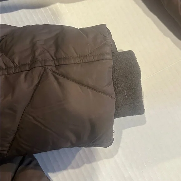 Eddie Bauer Brown goose down Quilted Puffer Jacket w zipper & pockets buttons - Picture 15 of 16